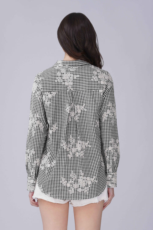 Checkered Seeksucker Schiffli Shirt