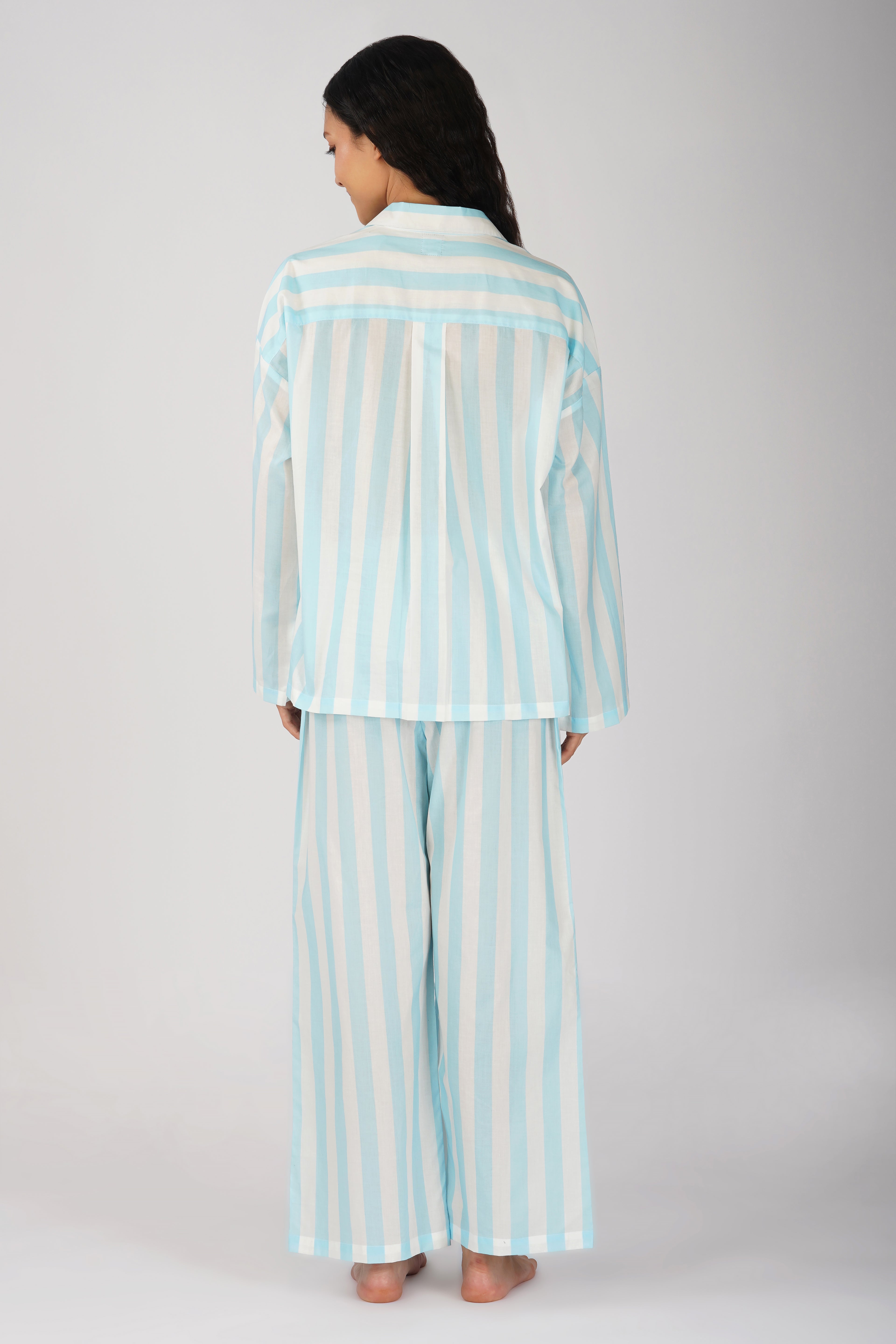 Blue Candy Stripes Pyjama set - thebriefsstory