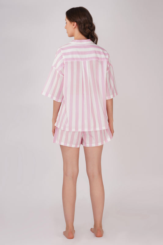 Pink Candy Stripes Shorts Set - thebriefsstory