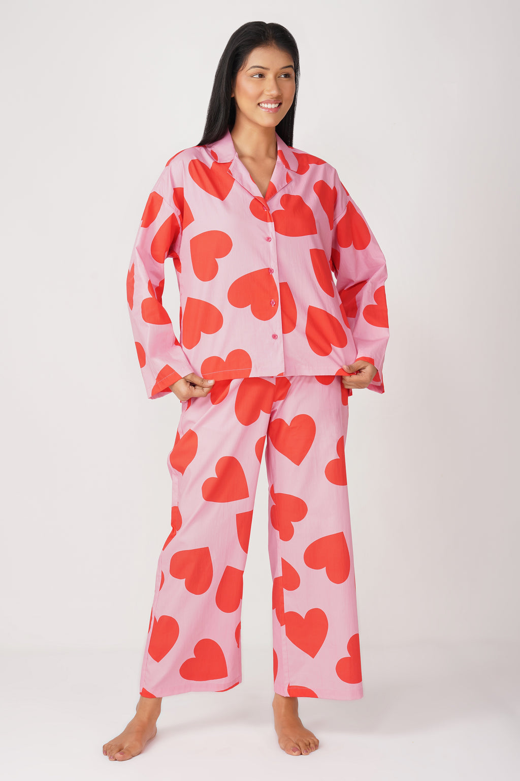 Red & Pink Big Hearts Pajama Set