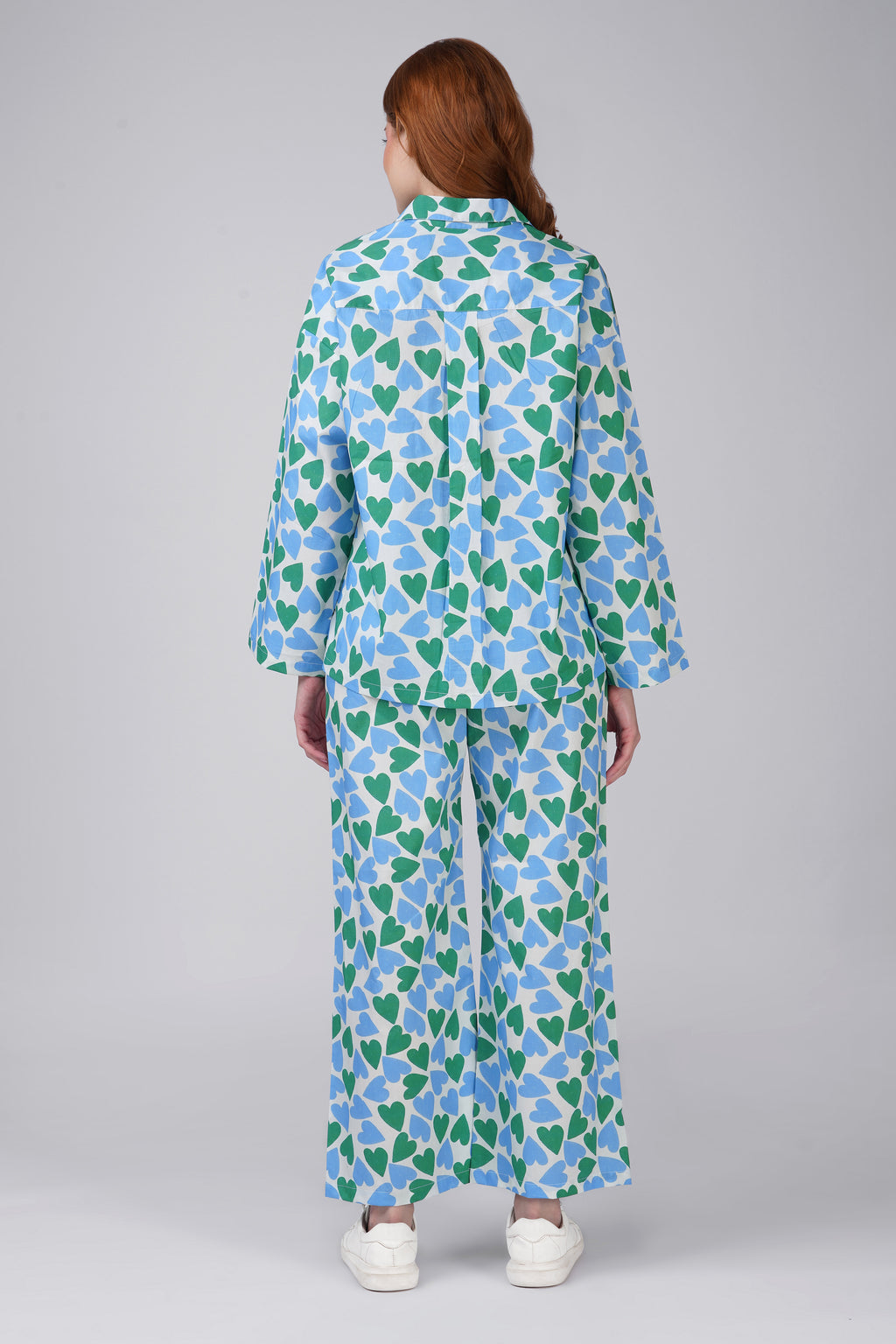 Blue Green Hearts Pajama Set