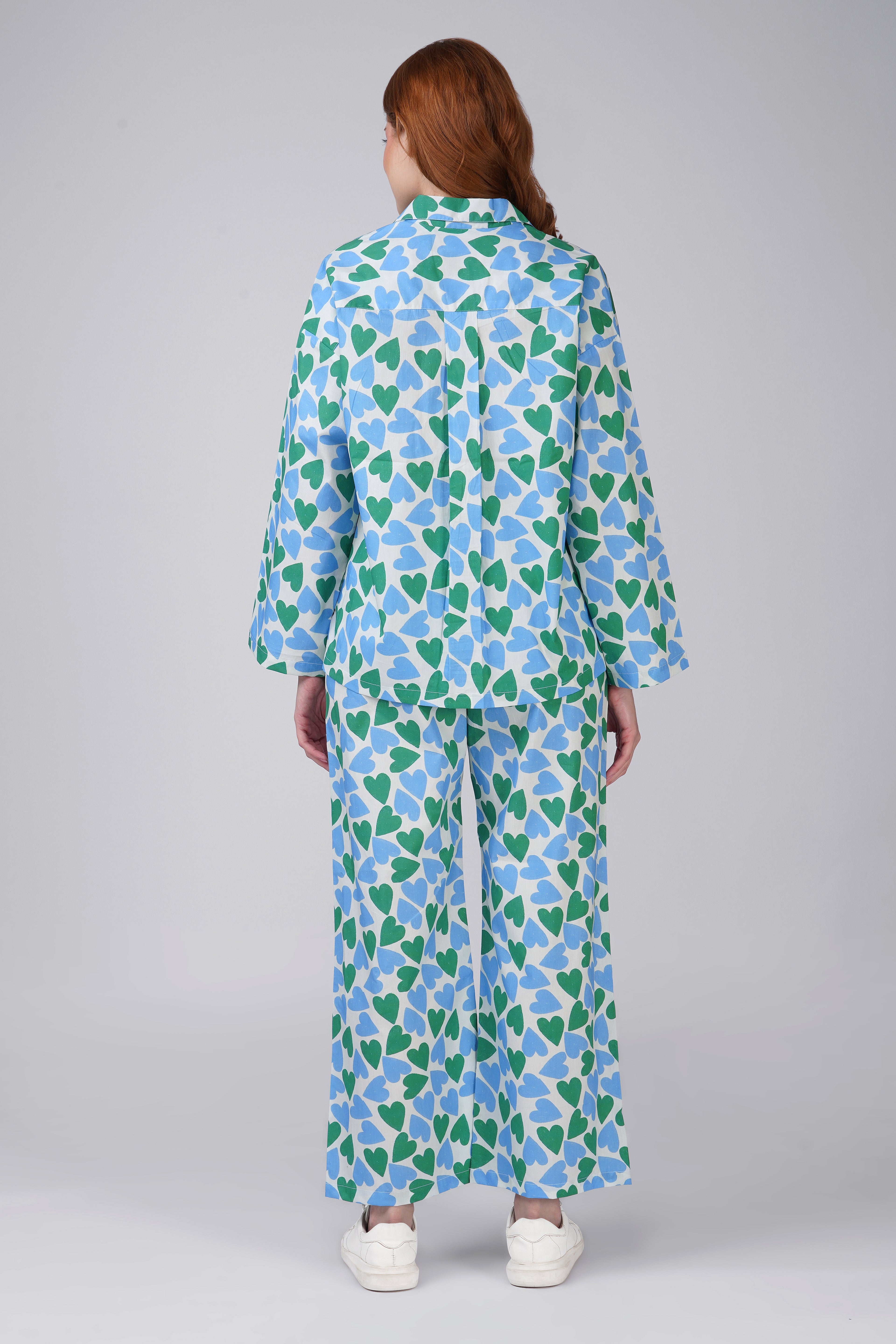 Blue Green Hearts Pajama Set