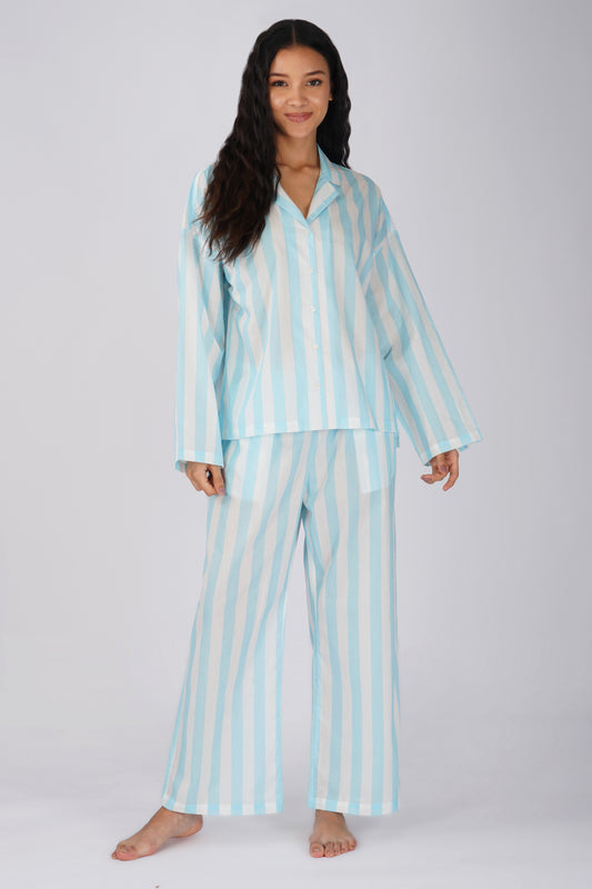 Blue Candy Stripes Pyjama set - thebriefsstory