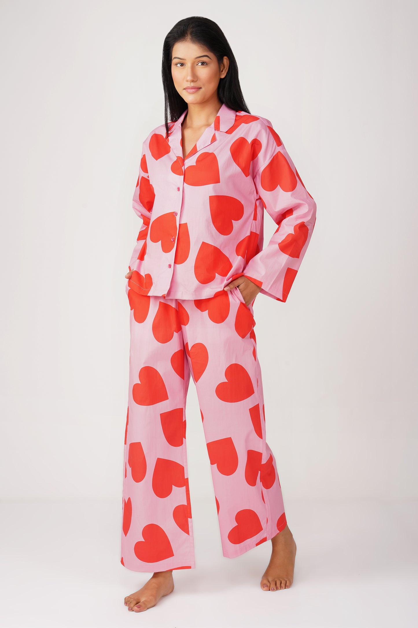 Red & Pink Big Hearts Pajama Set