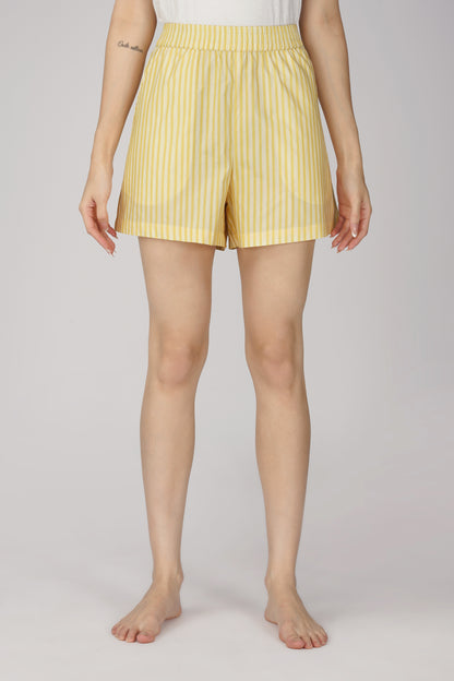 Yellow Breeze Stripe Shorts Set