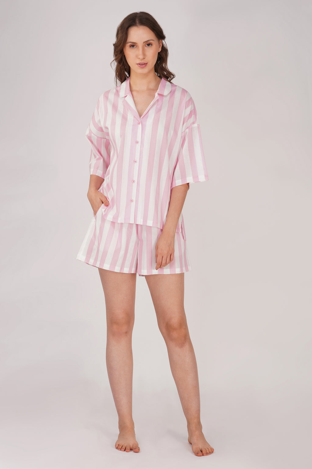 Pink Candy Stripes Shorts Set - thebriefsstory