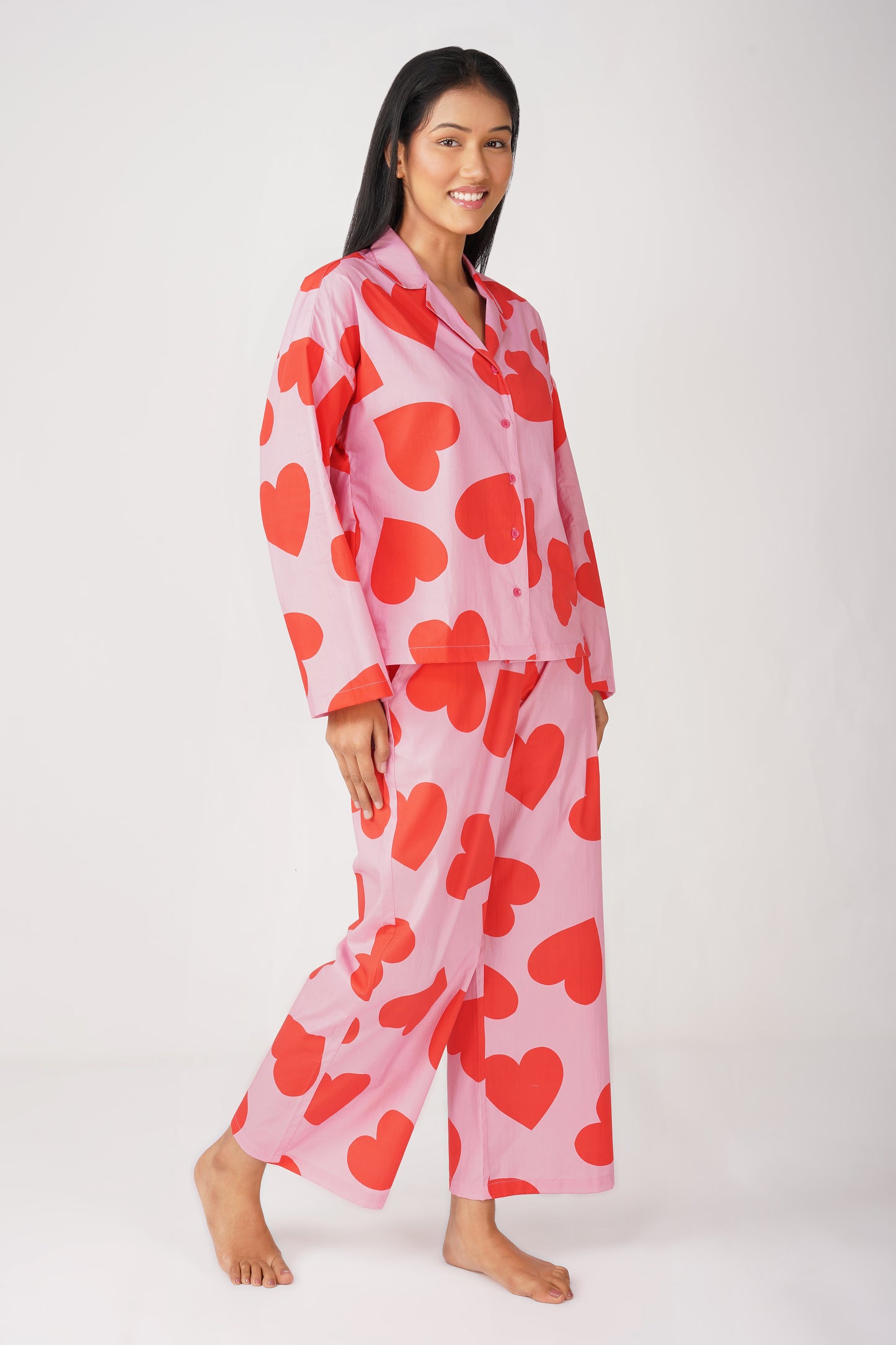 Red & Pink Big Hearts Pajama Set