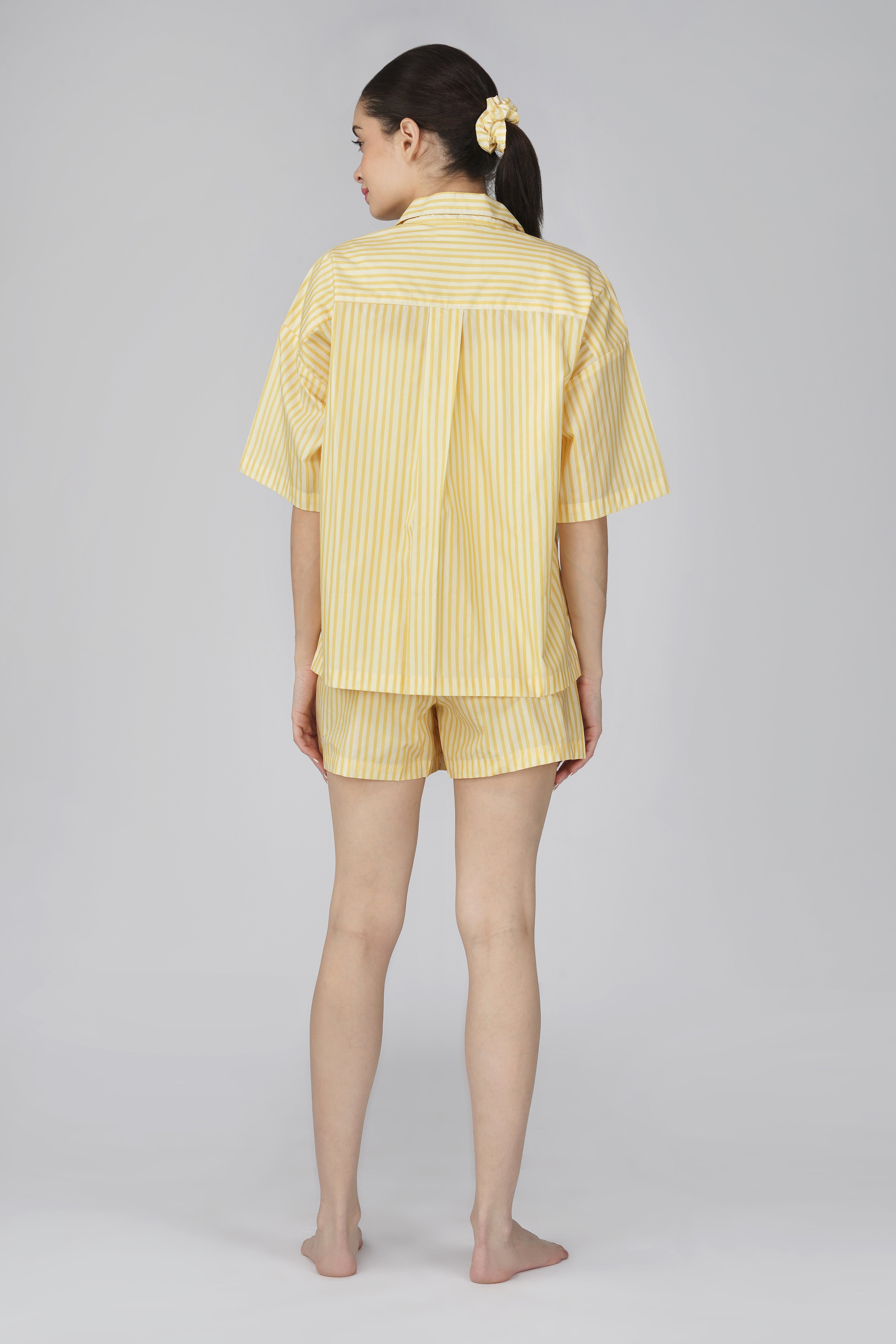 Yellow Breeze Stripe Shorts Set