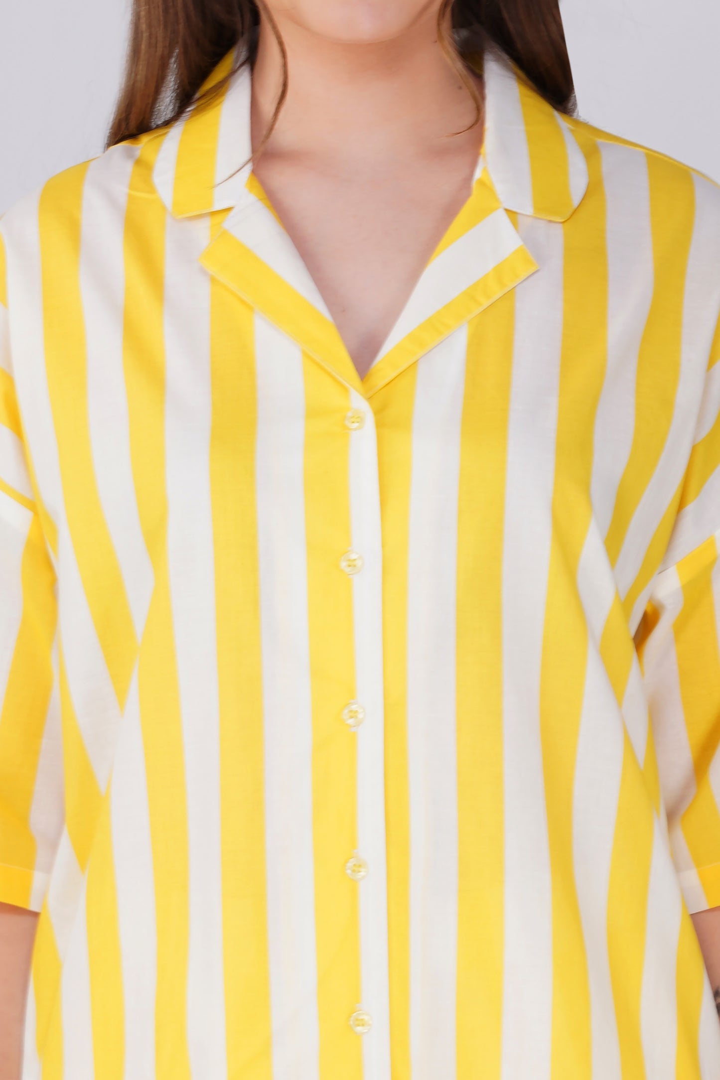 Yellow Sunshine Stripes Short Set