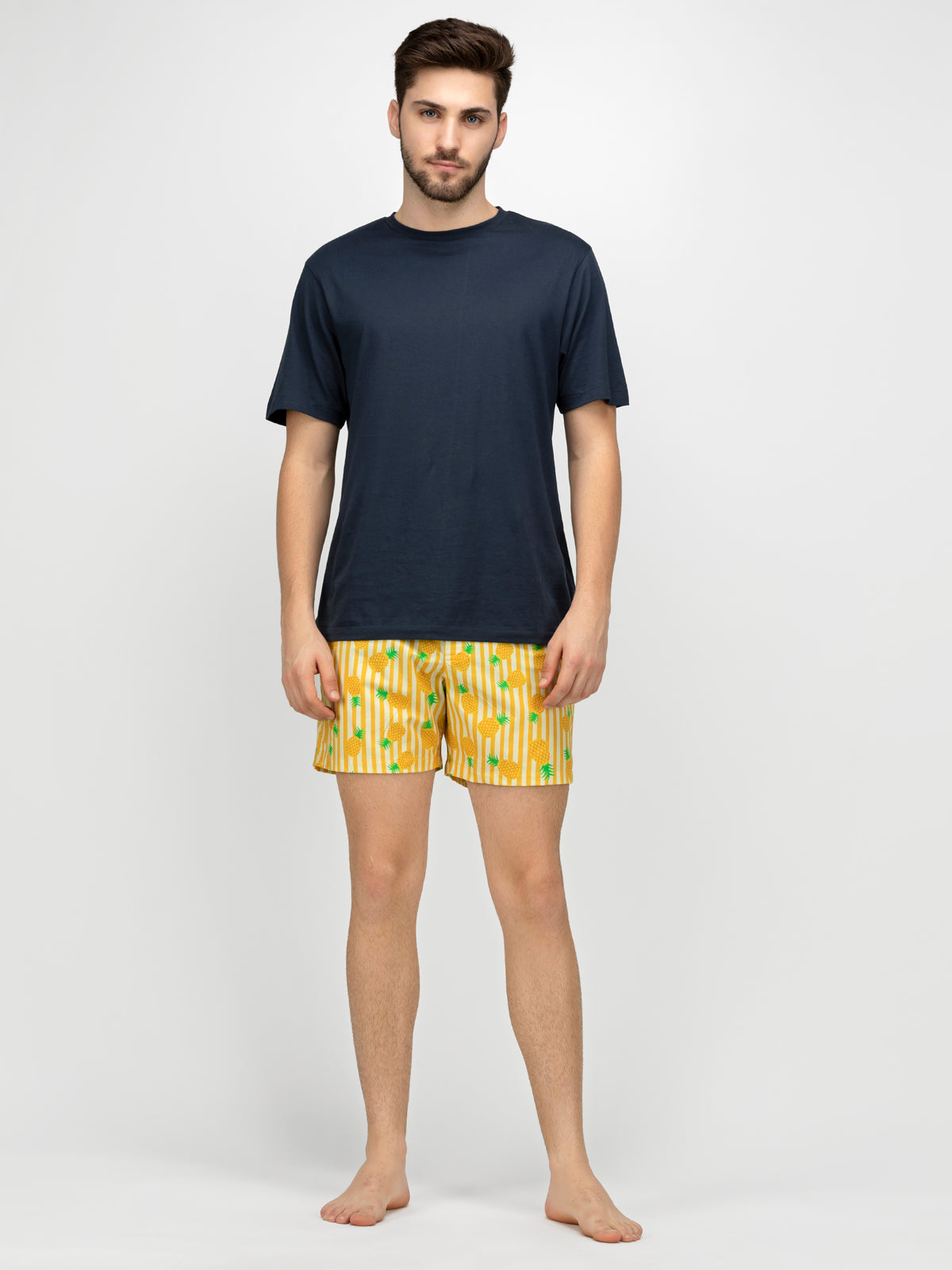 Yellow Pineapple printed cotton boxers