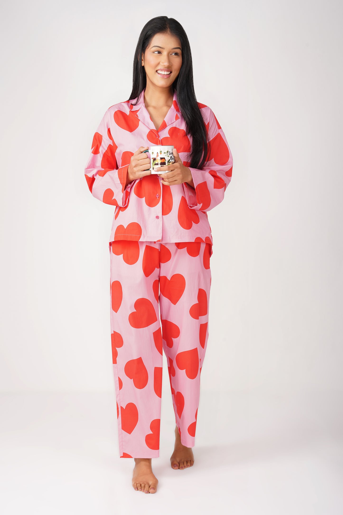 Red & Pink Big Hearts Pajama Set