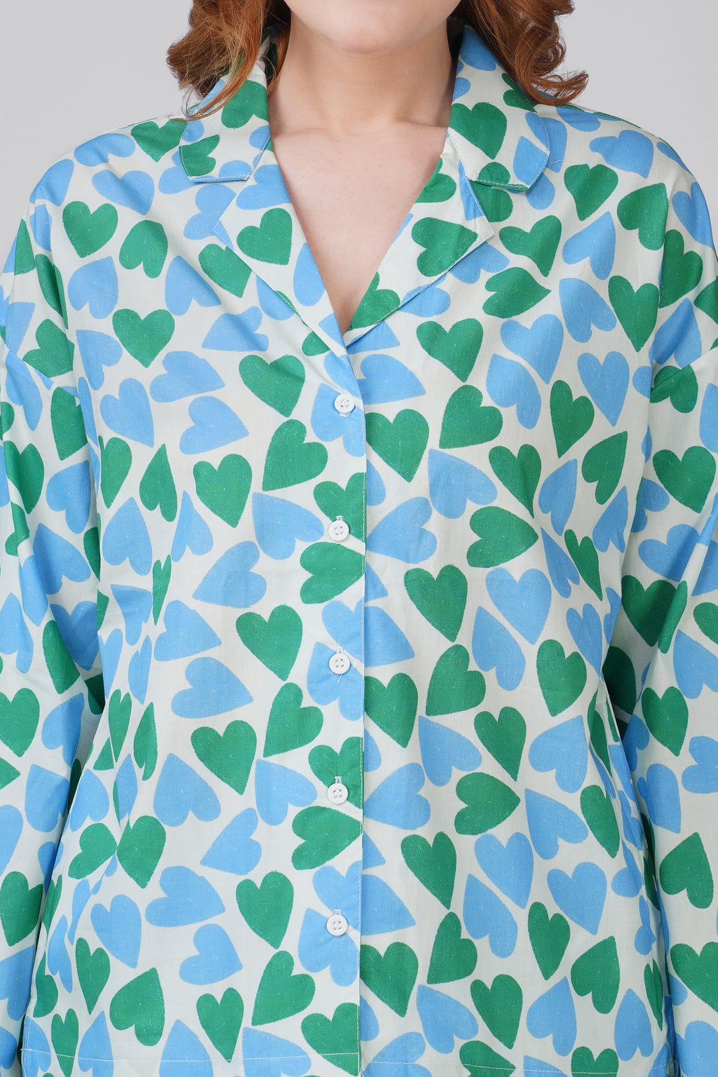 Blue Green Hearts Pajama Set