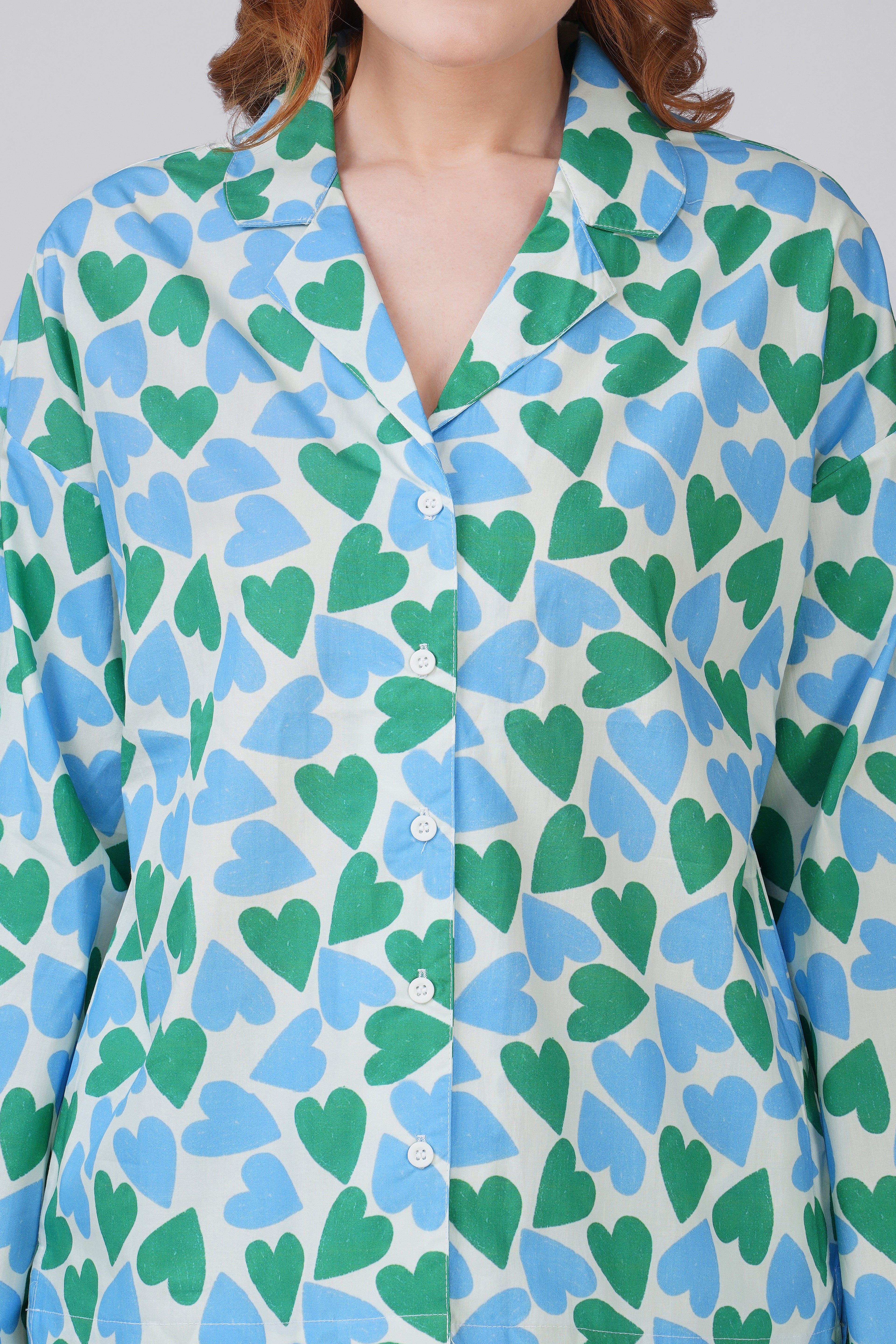 Blue Green Hearts Pajama Set