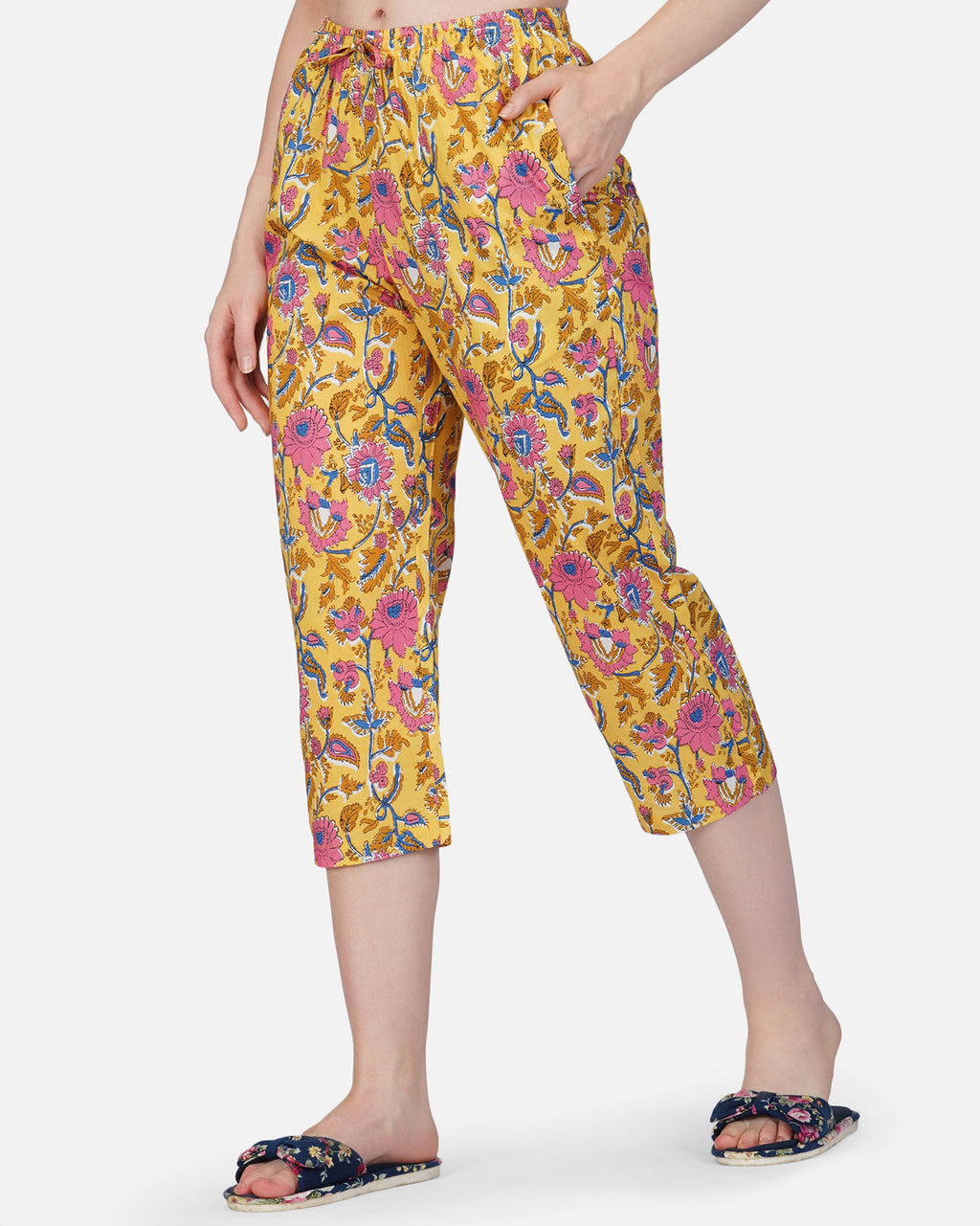 Yellow Block print capris - thebriefsstory