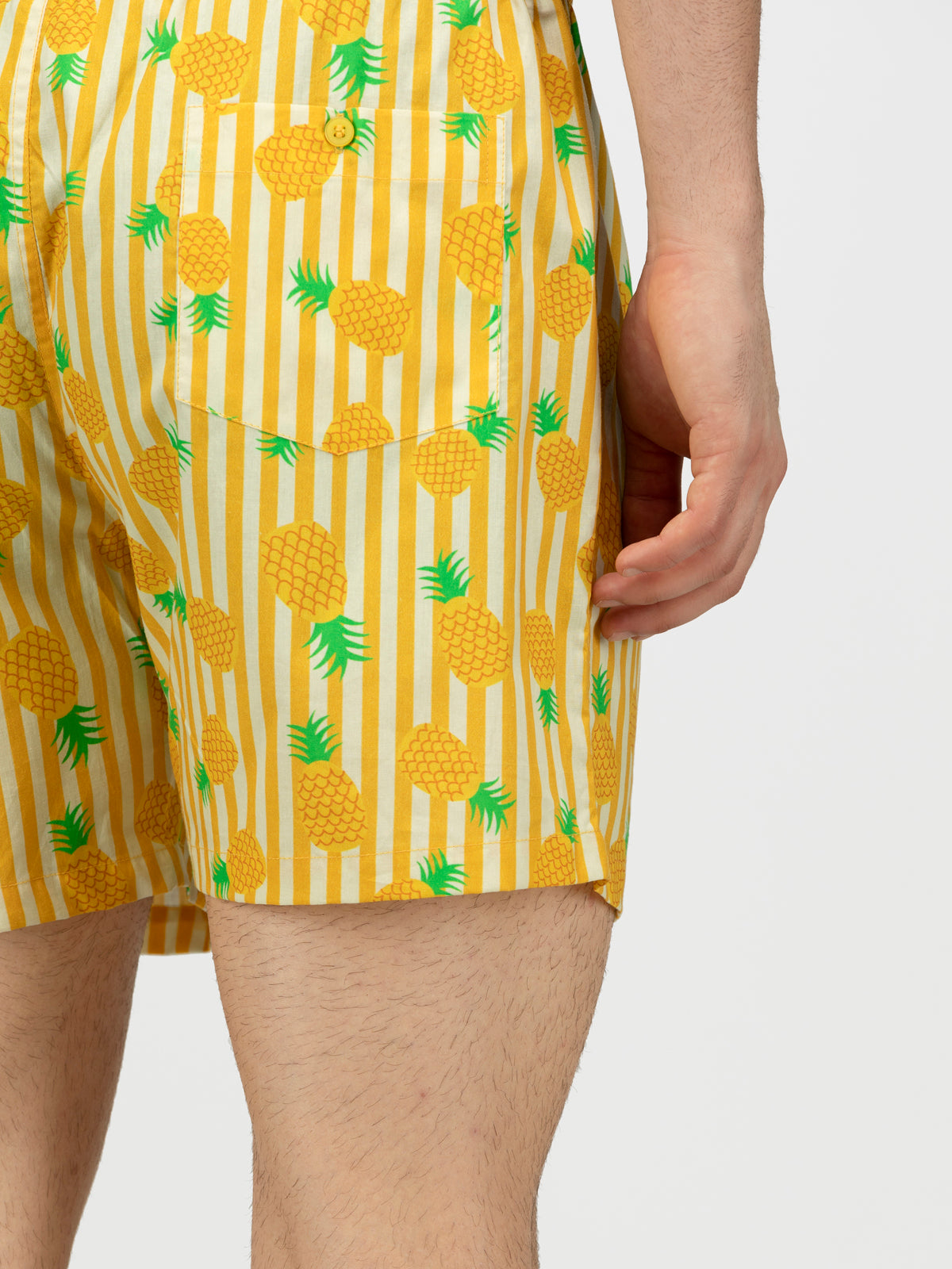 Yellow Pineapple printed cotton boxers