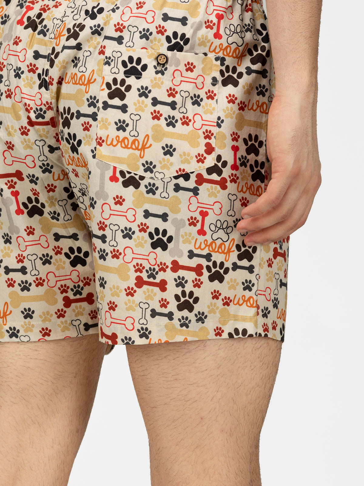 Paw Love brown printed cotton boxers