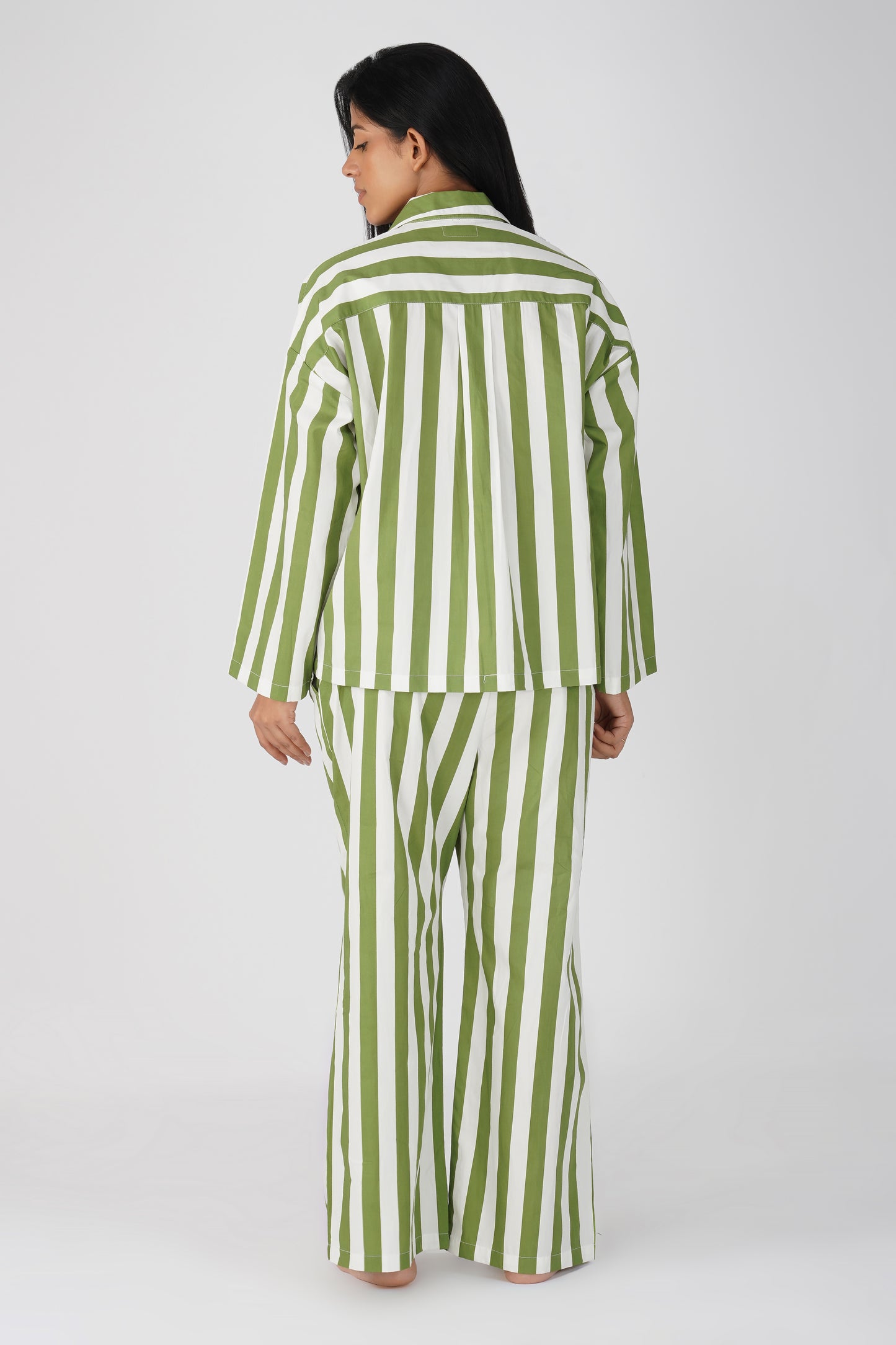 Green Enigmatic Stripes Pajama Set