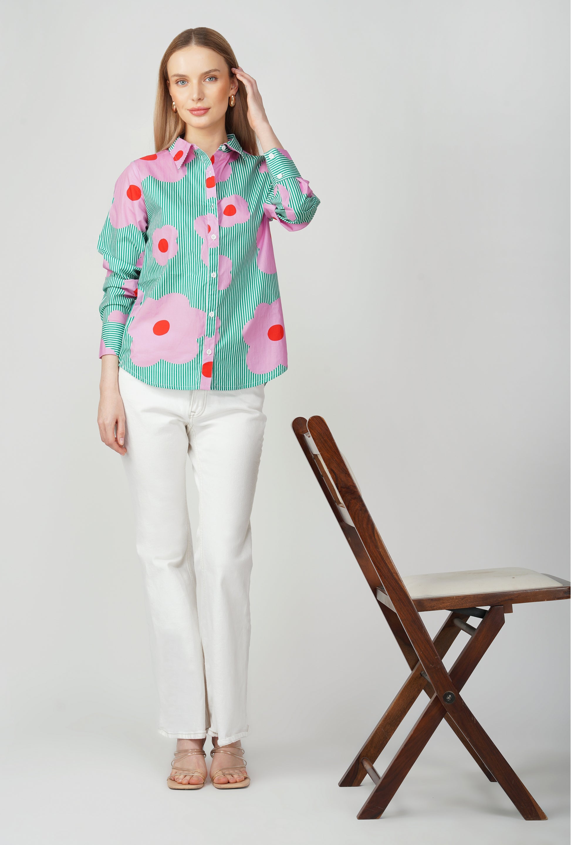 Green Bloom Stripes Shirt 🌸 - thebriefsstory