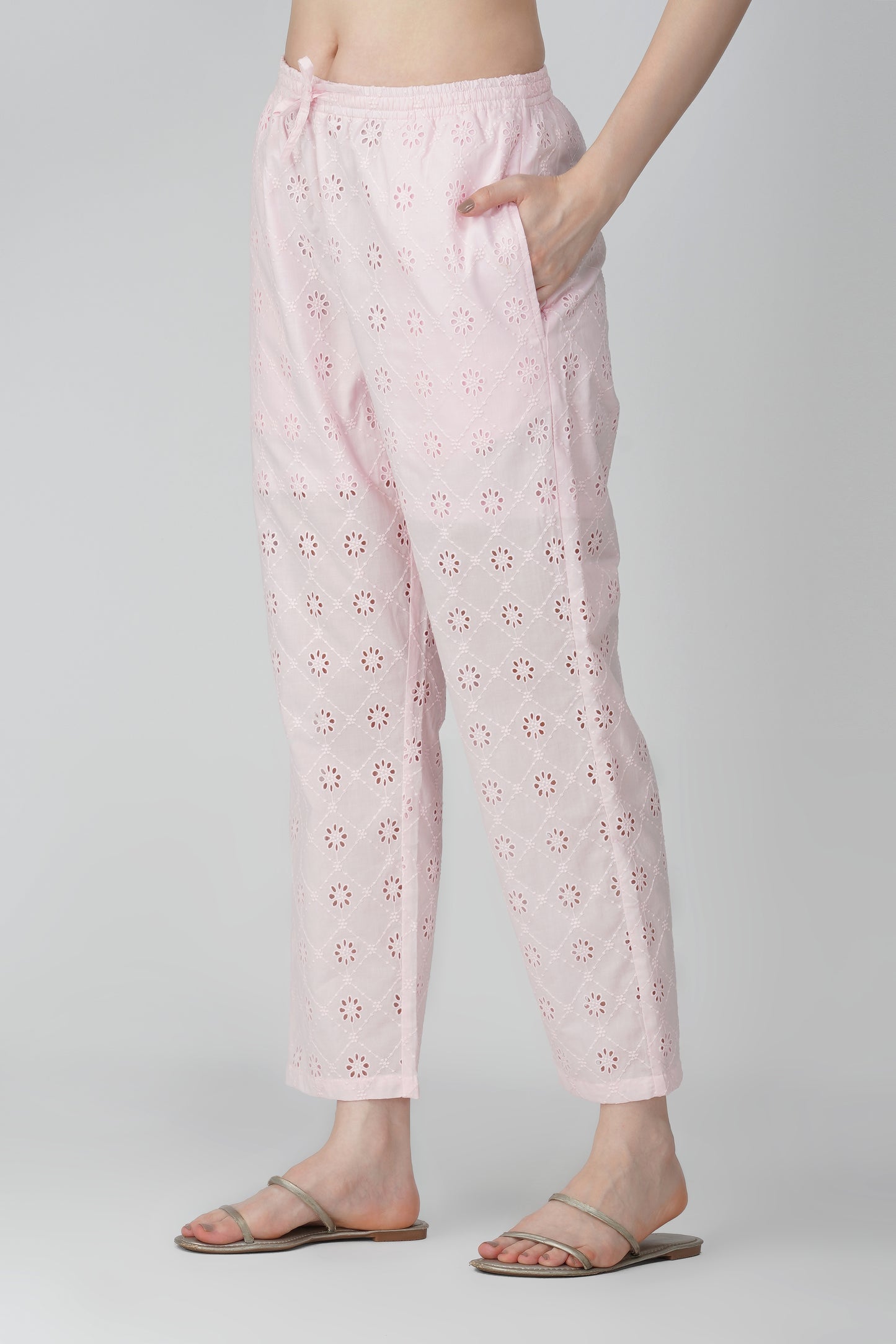 Pink Schiffli Embroidered Coord Set