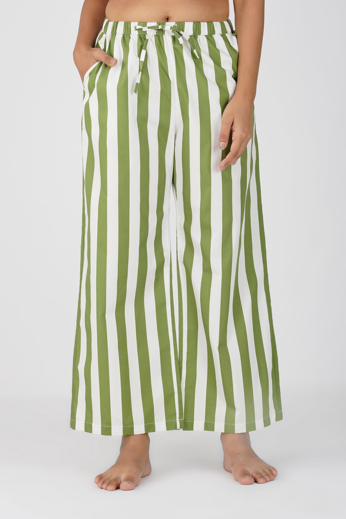 Green Enigmatic Stripes Pajama Set