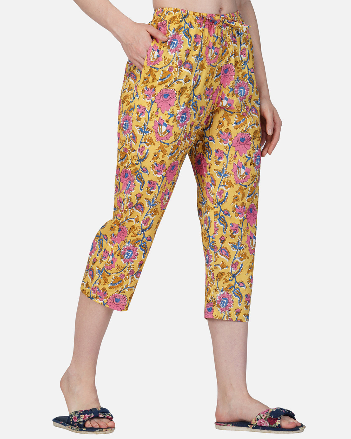 Yellow Block print capris - thebriefsstory