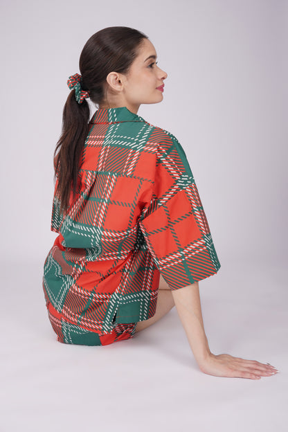 Christmas Plaid Cozy Shorts Set