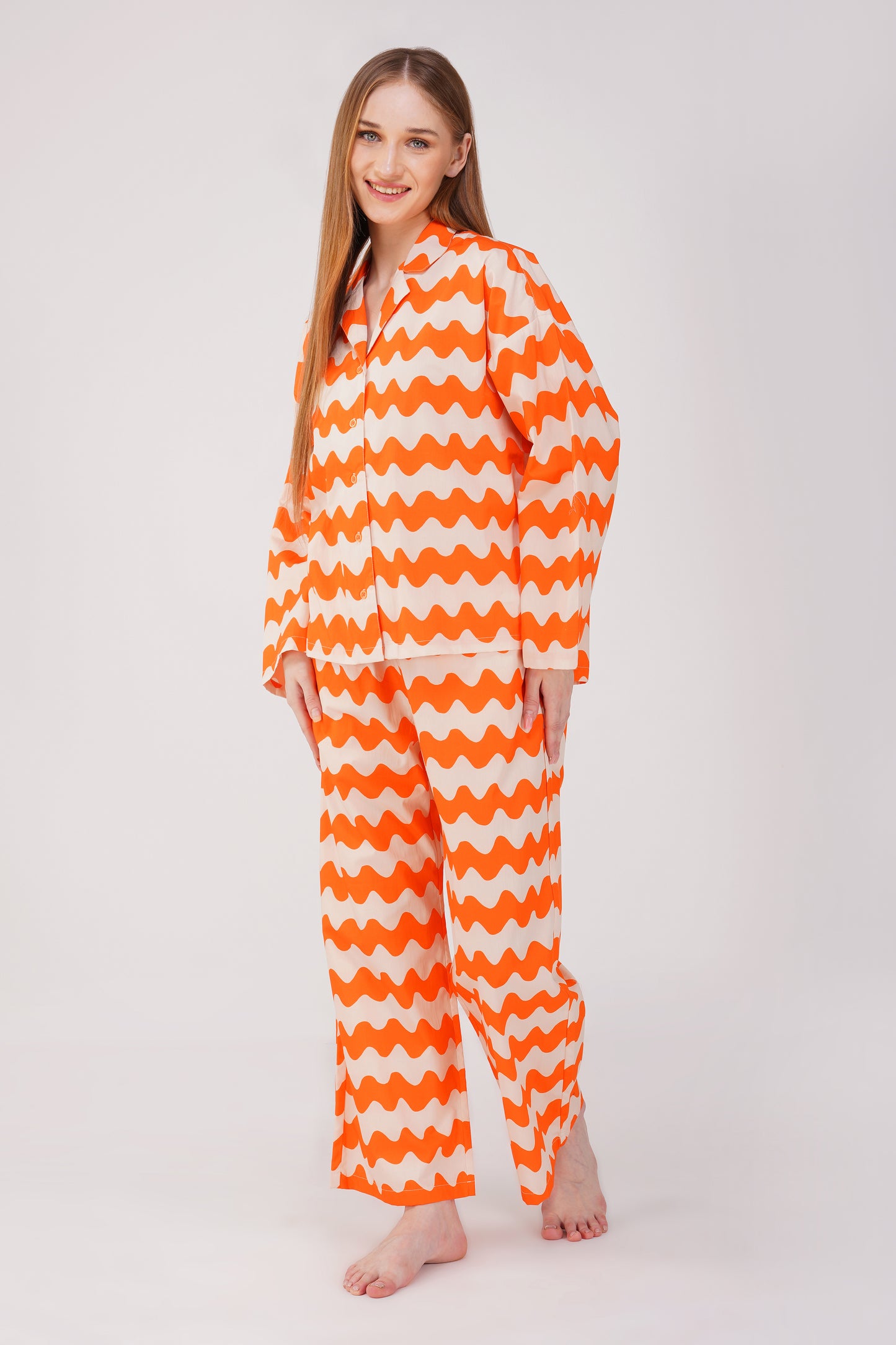 Tangerine Waves Pajama Set