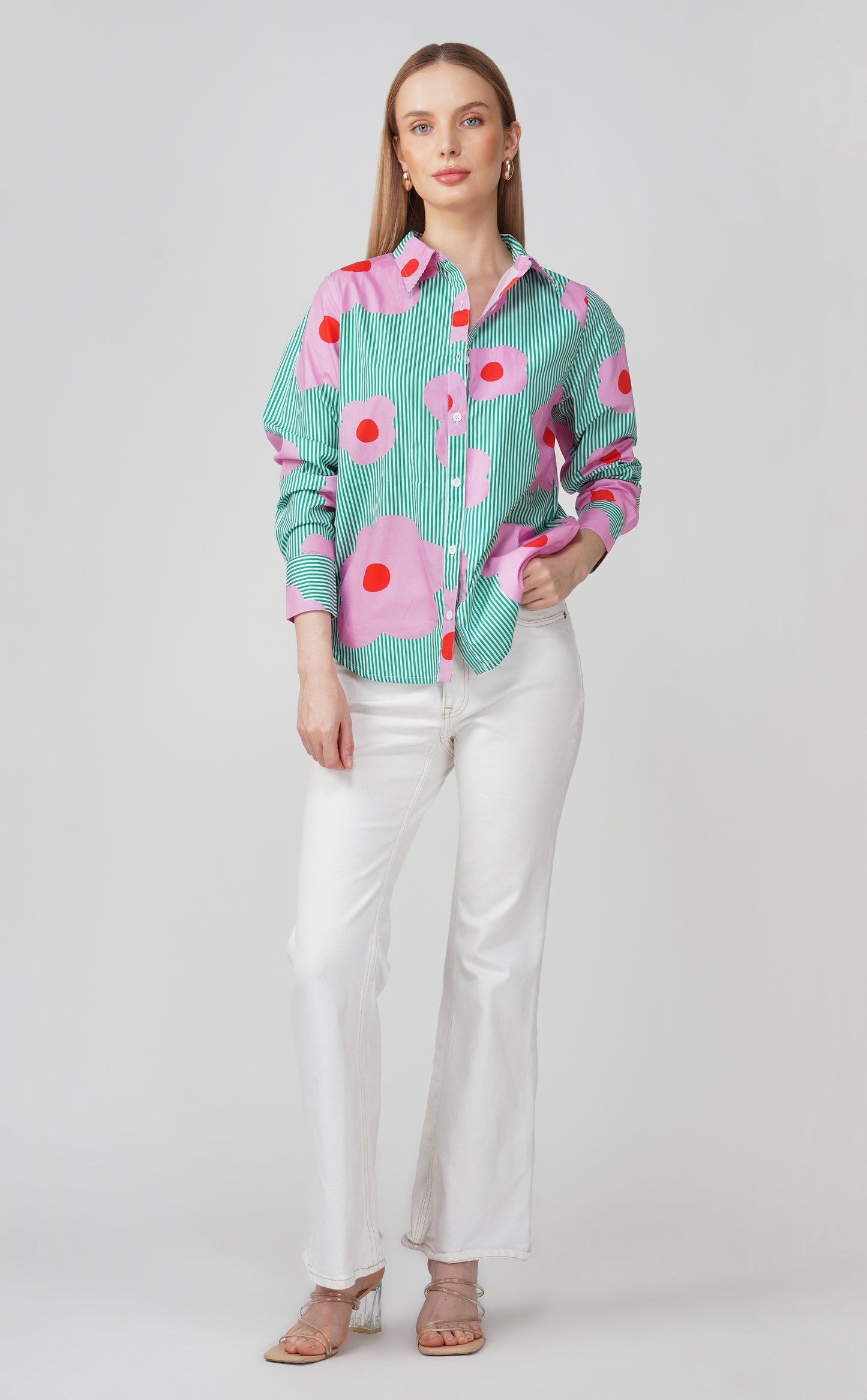 Green Bloom Stripes Shirt 🌸 - thebriefsstory