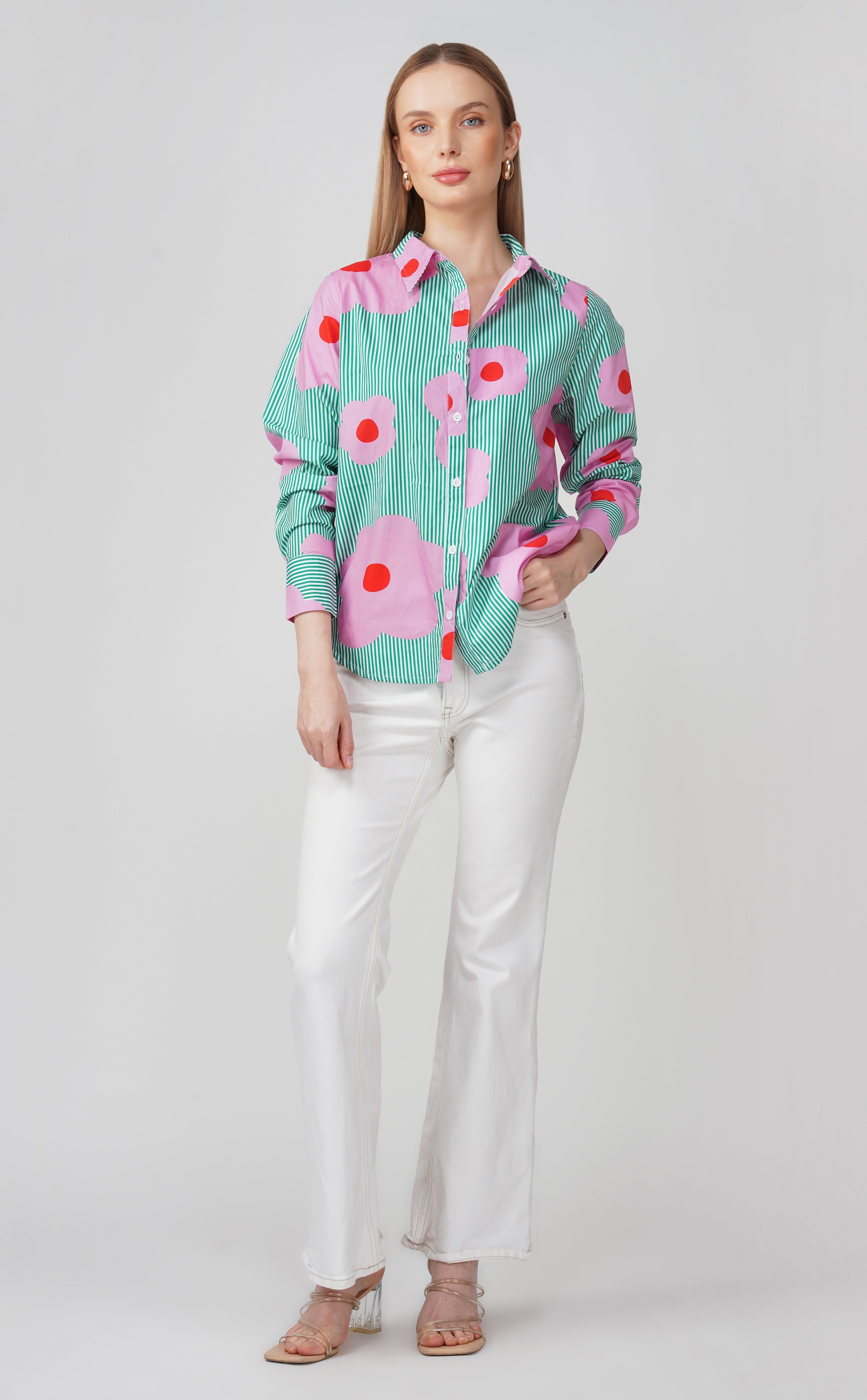 Green Bloom Stripes Shirt 🌸 - thebriefsstory