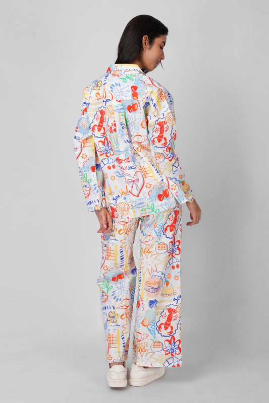Seaside Scribble Pajama Set