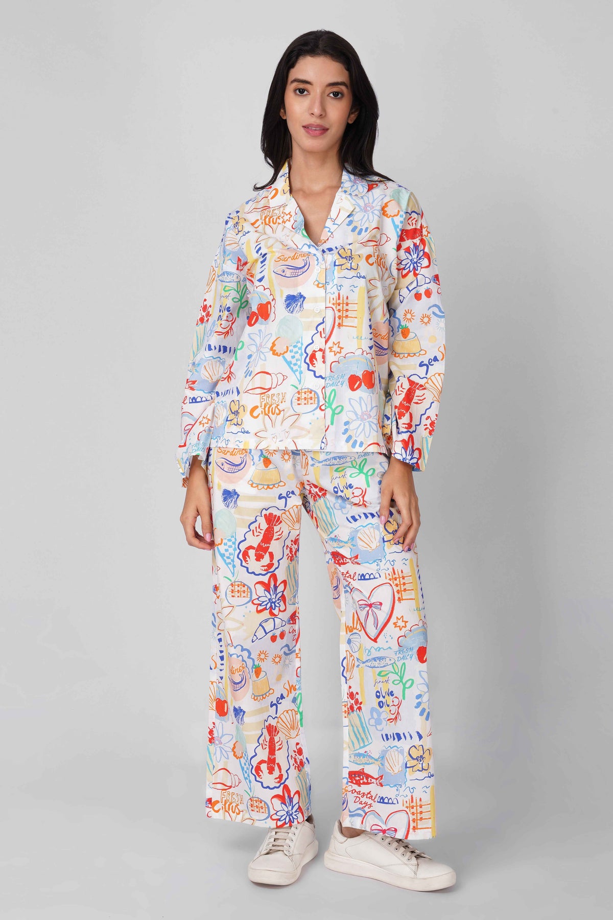 Seaside Scribble Pajama Set