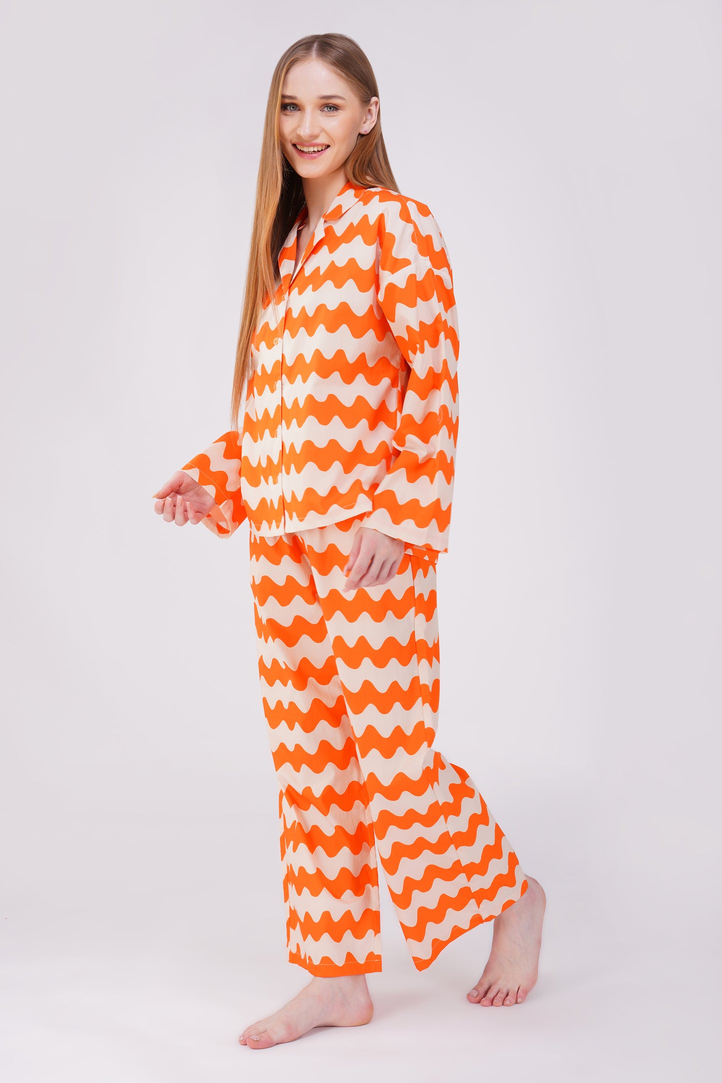 Tangerine Waves Pajama Set