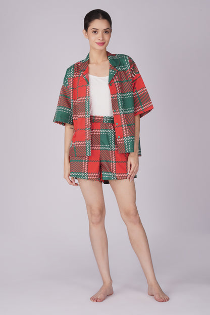Christmas Plaid Cozy Shorts Set