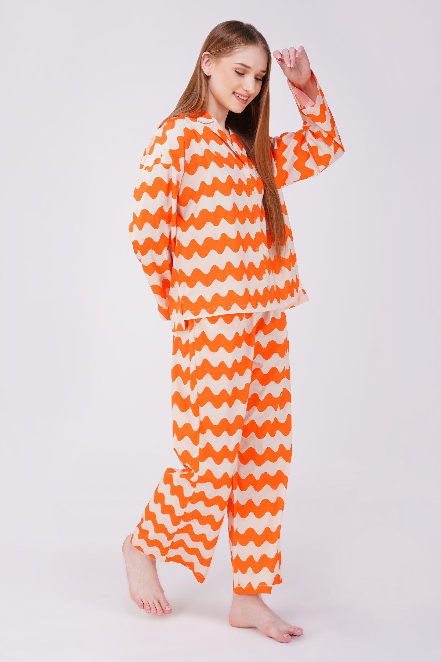 Tangerine Waves Pajama Set