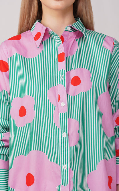 Green Bloom Stripes Shirt 🌸 - thebriefsstory