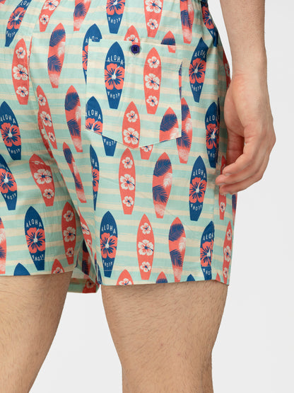 Lt.Blue Surfer printed cotton boxers