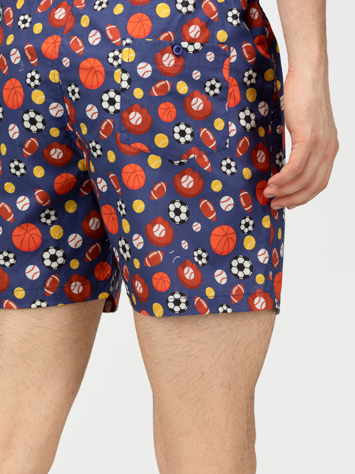 Dk blue Sporty printed cotton boxers