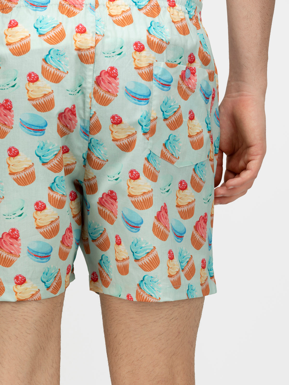 Lt Blue.Cup cakes printed cotton boxers