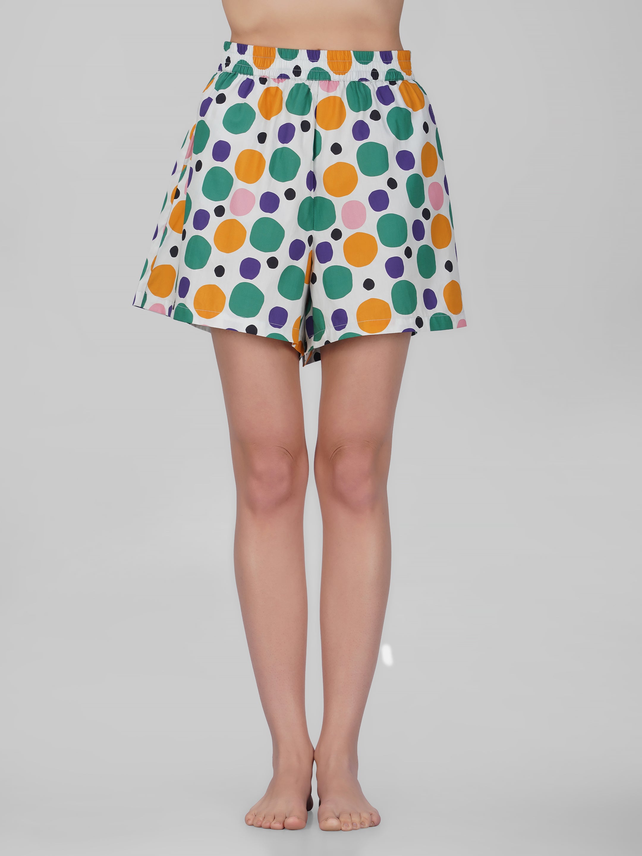 Colorful Polka Print Cotton Shorts - thebriefsstory