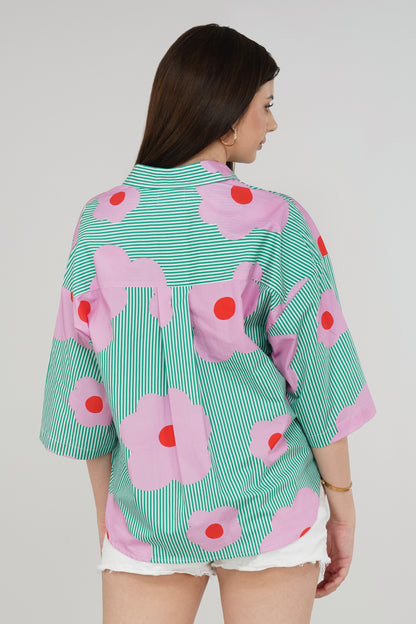 Bloom Pop Oversized Shirt🌺✨ - thebriefsstory