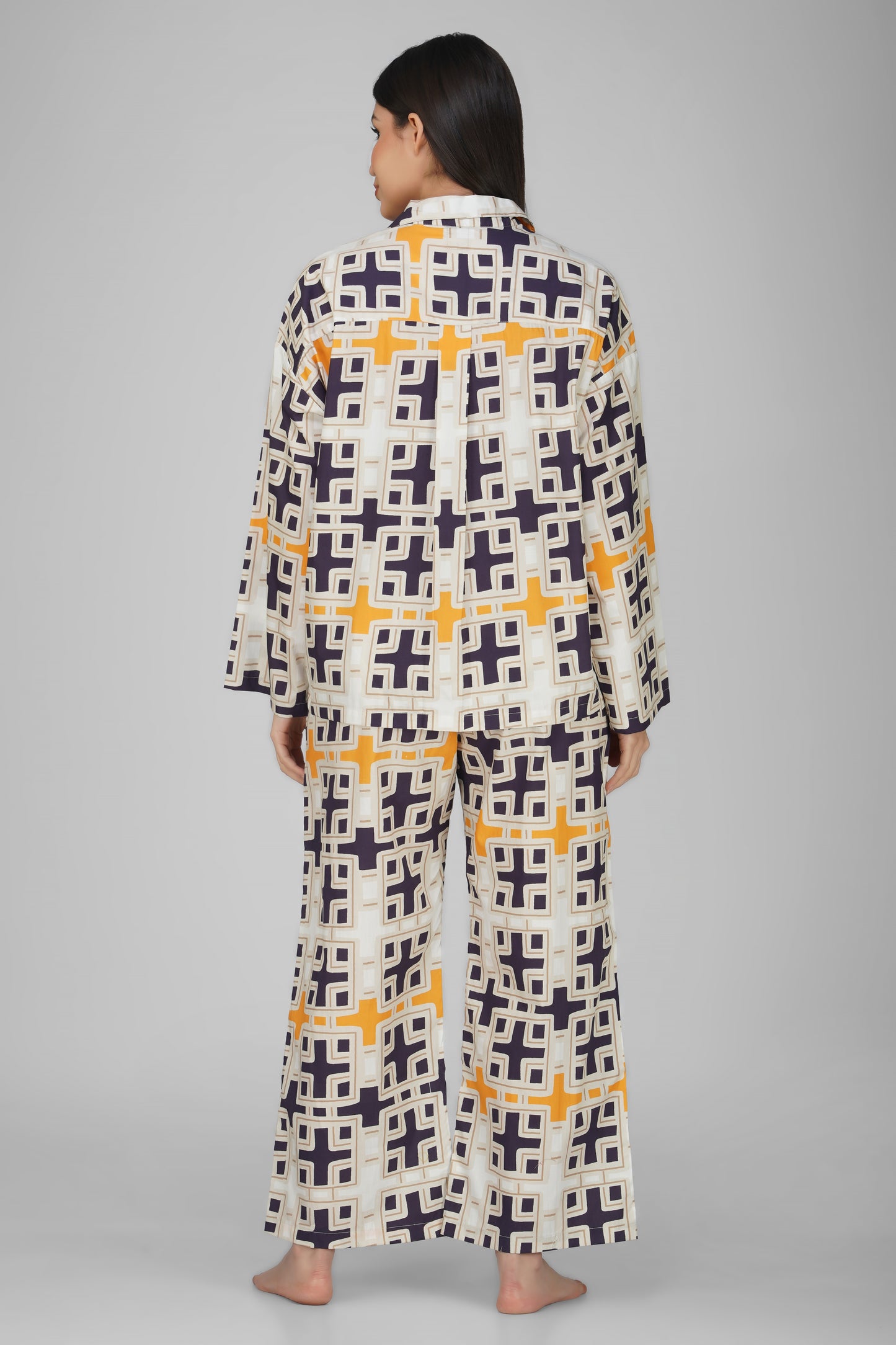 Geometric Print Cotton Nightsuit