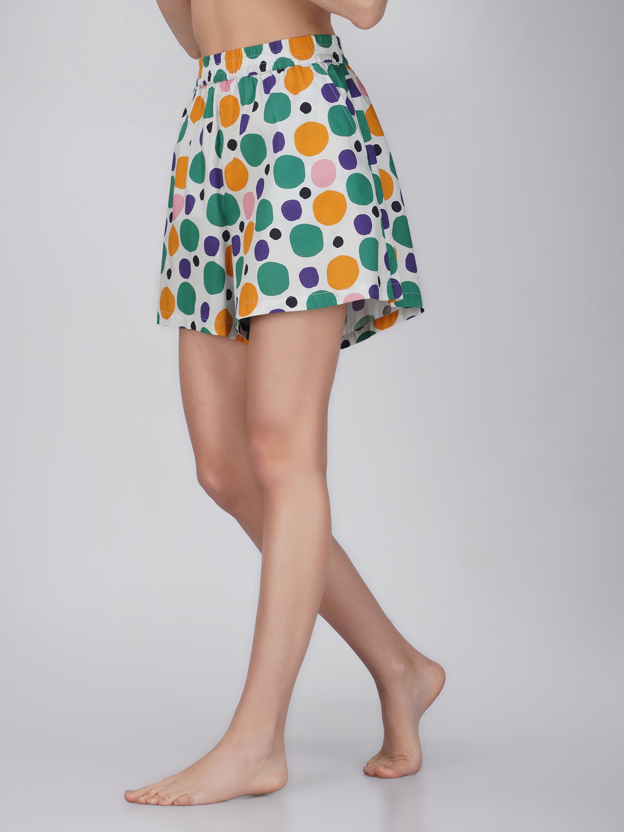 Colorful Polka Print Cotton Shorts - thebriefsstory