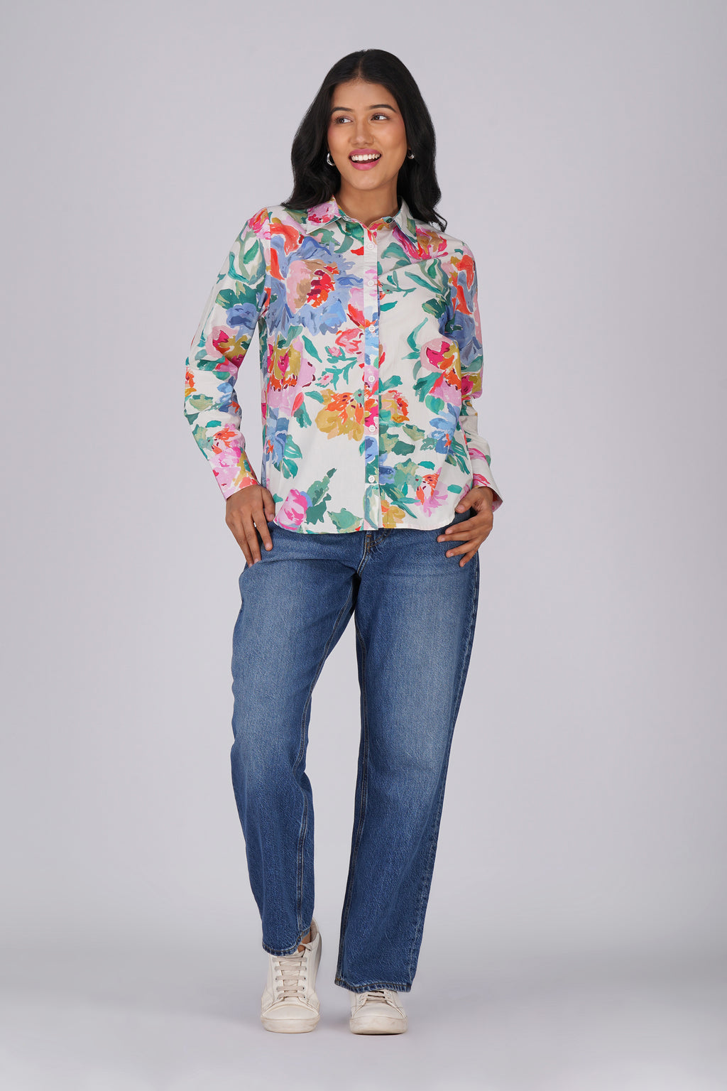 Abstract Multi Flower Shirt