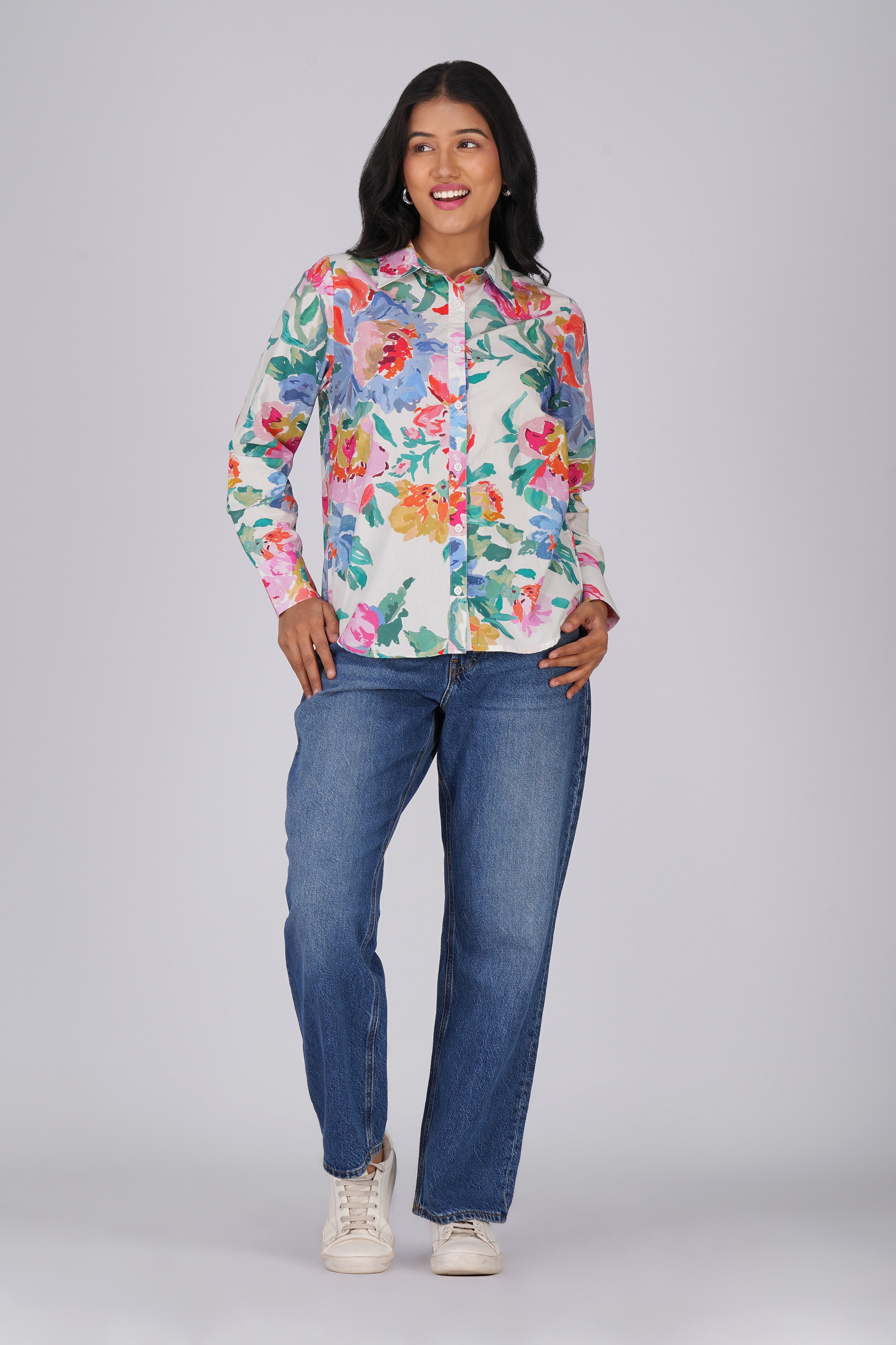 Abstract Multi Flower Shirt