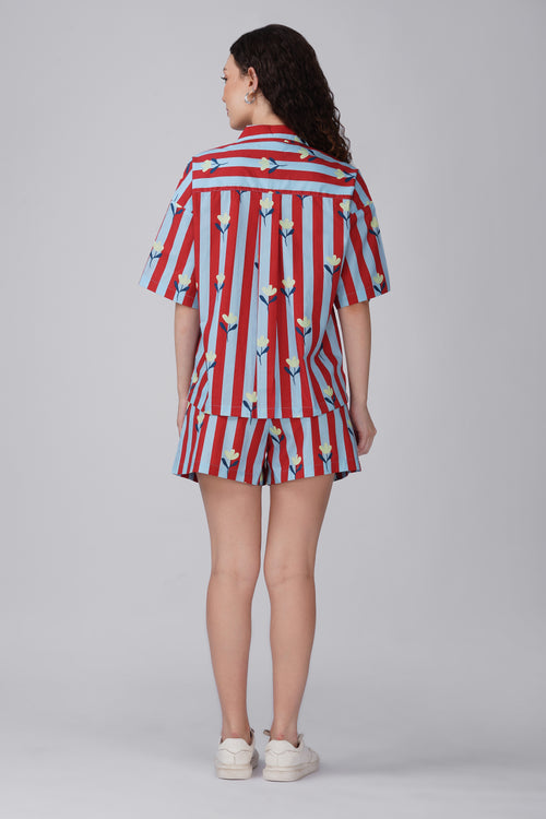 Candy Stripe Bloom Shorts Set