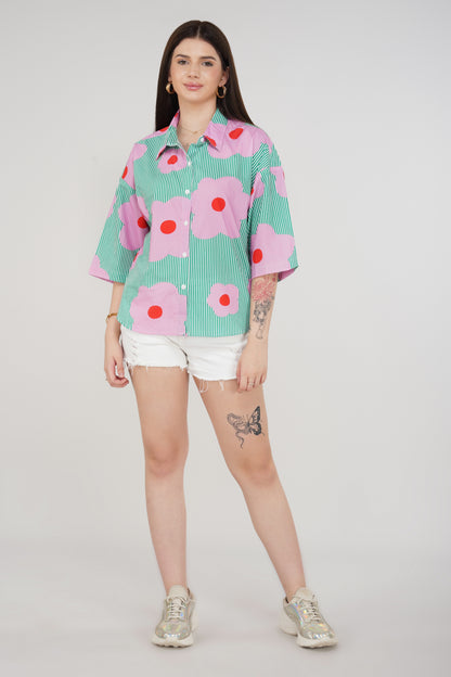 Bloom Pop Oversized Shirt🌺✨ - thebriefsstory