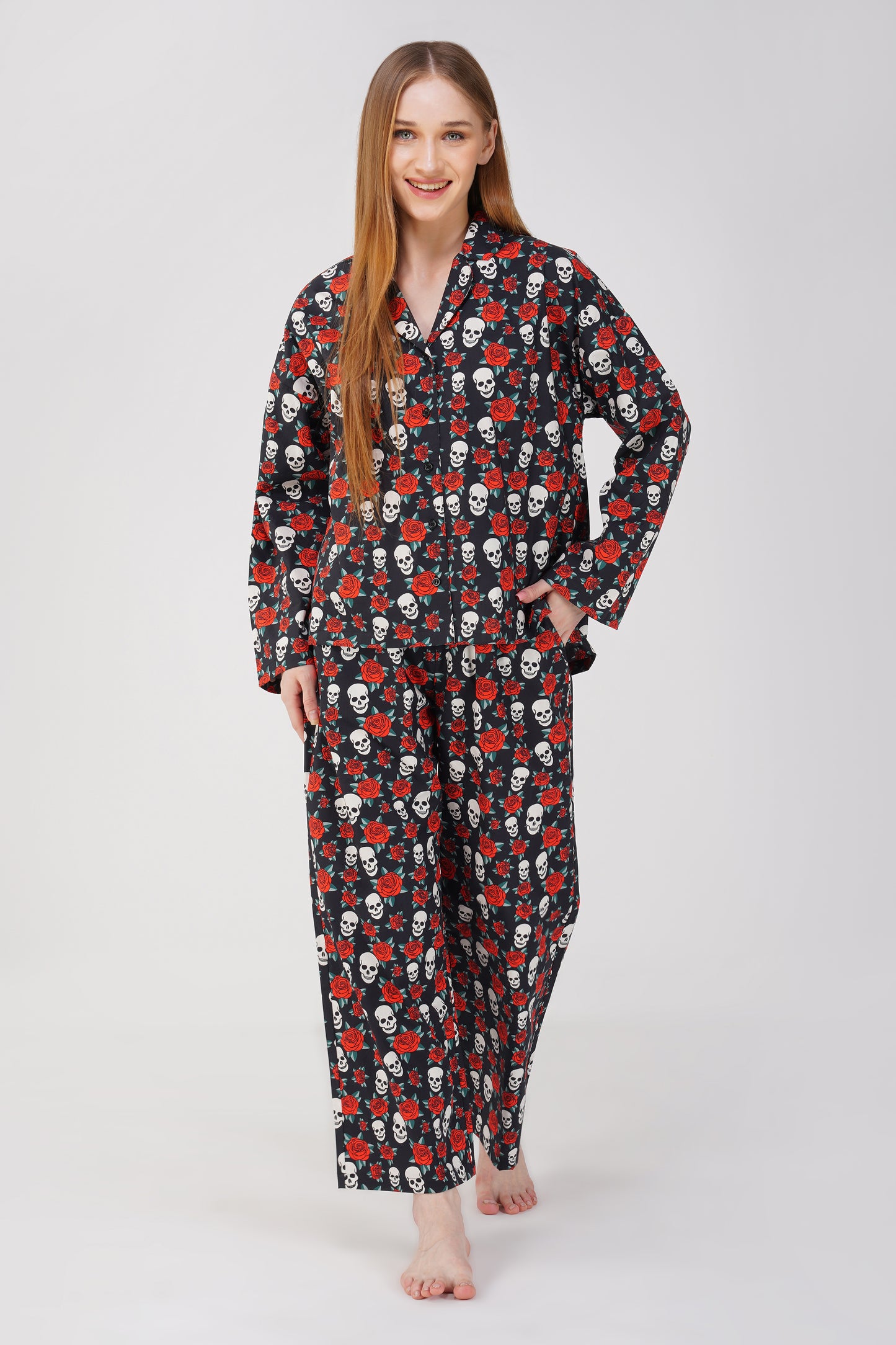 Halloween Skull & Roses Pajama set