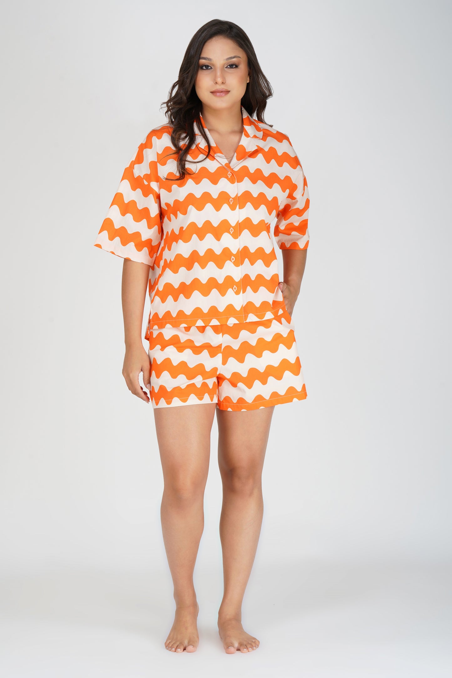 Tangerine Waves Short Set