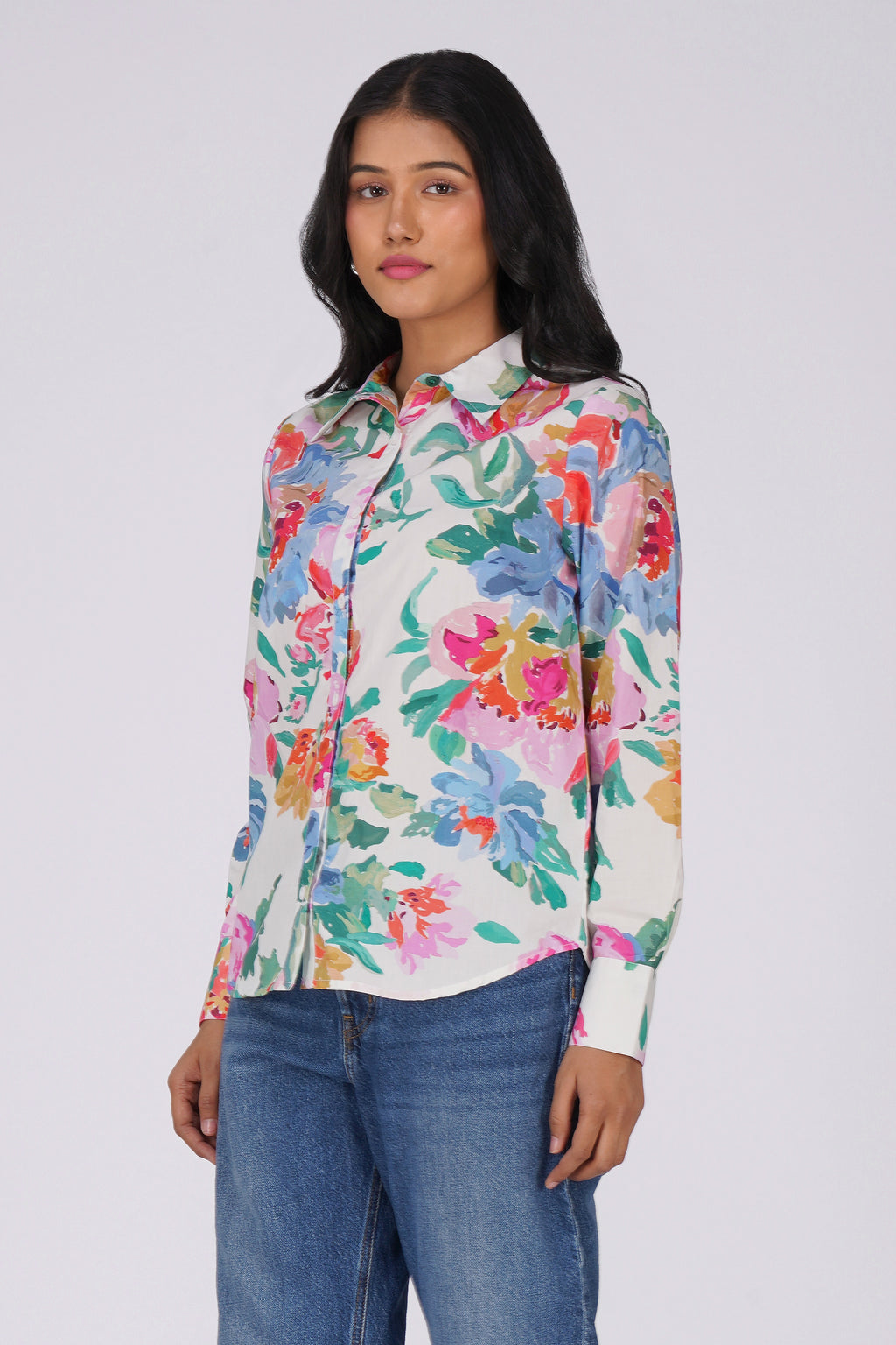 Abstract Multi Flower Shirt