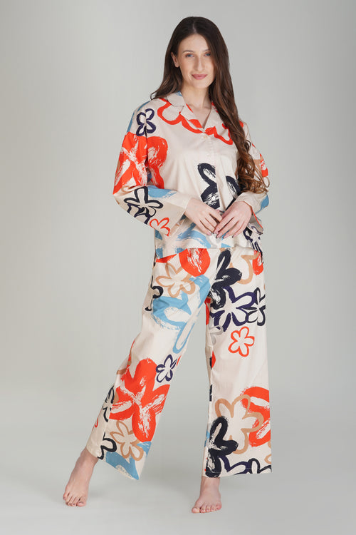 Abstract Blossom Pajama Set - thebriefsstory